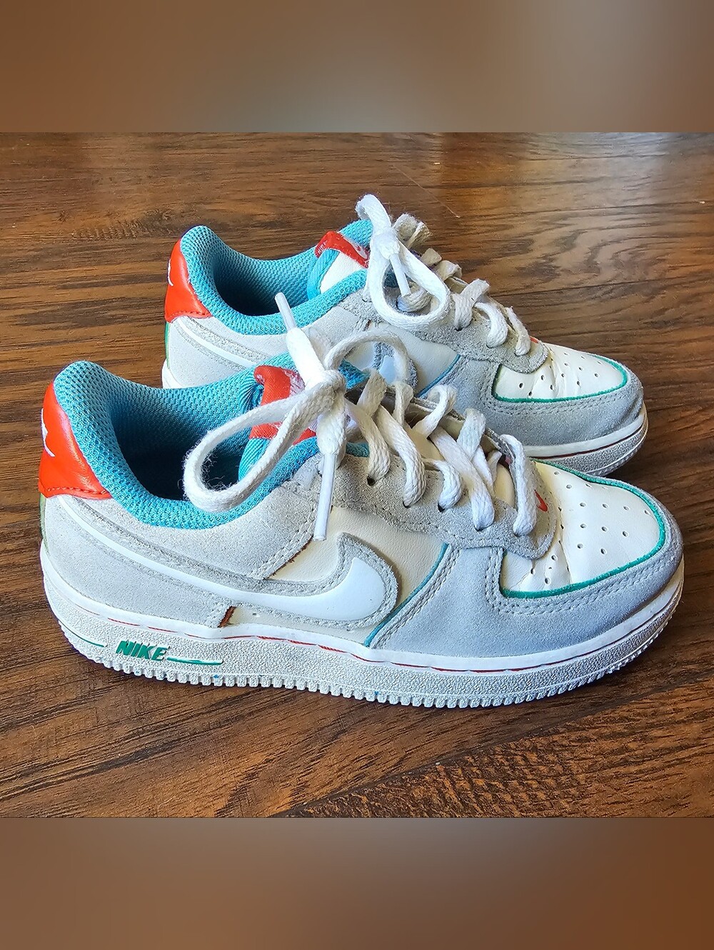 Nike Force 1 LV8 Holiday Cookies Grey Suede Sneakers Size 12C